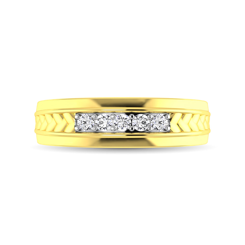 10K Yellow Gold 1/4 Ct.Tw. Diamond Five Stone Mens Band