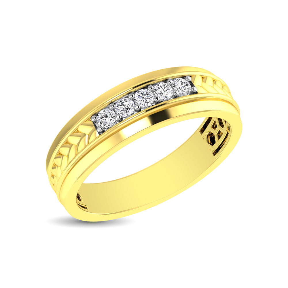 10K Yellow Gold 1/4 Ct.Tw. Diamond Five Stone Mens Band