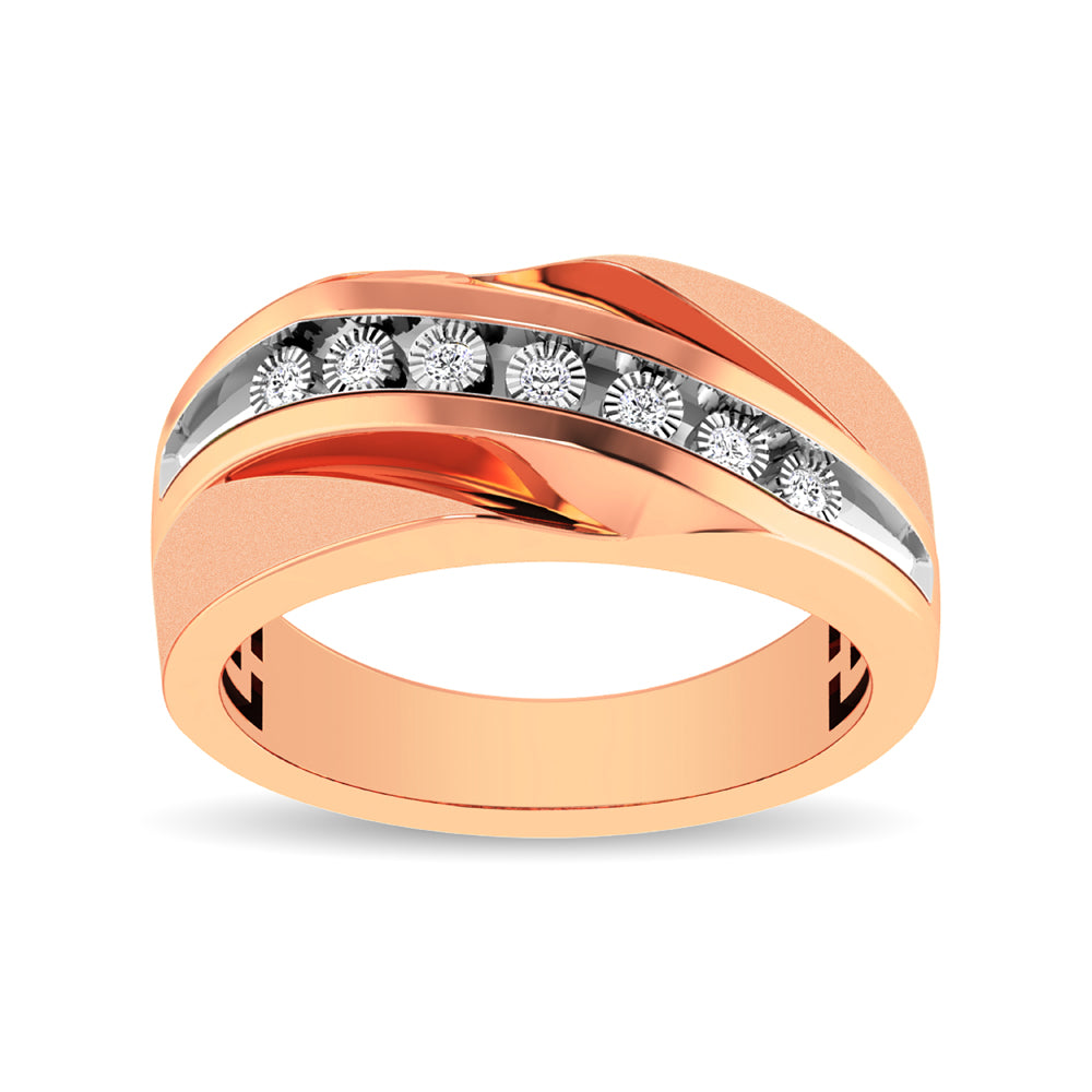 10K Rose Gold 1/10 Ct.Tw. Diamond Illusion Mens Band