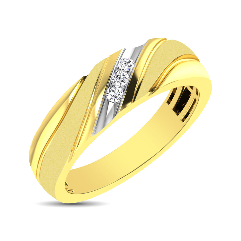 Men&Apos;S 1/10 Ctw. Diamond Slant Ring In 10K Yellow Gold