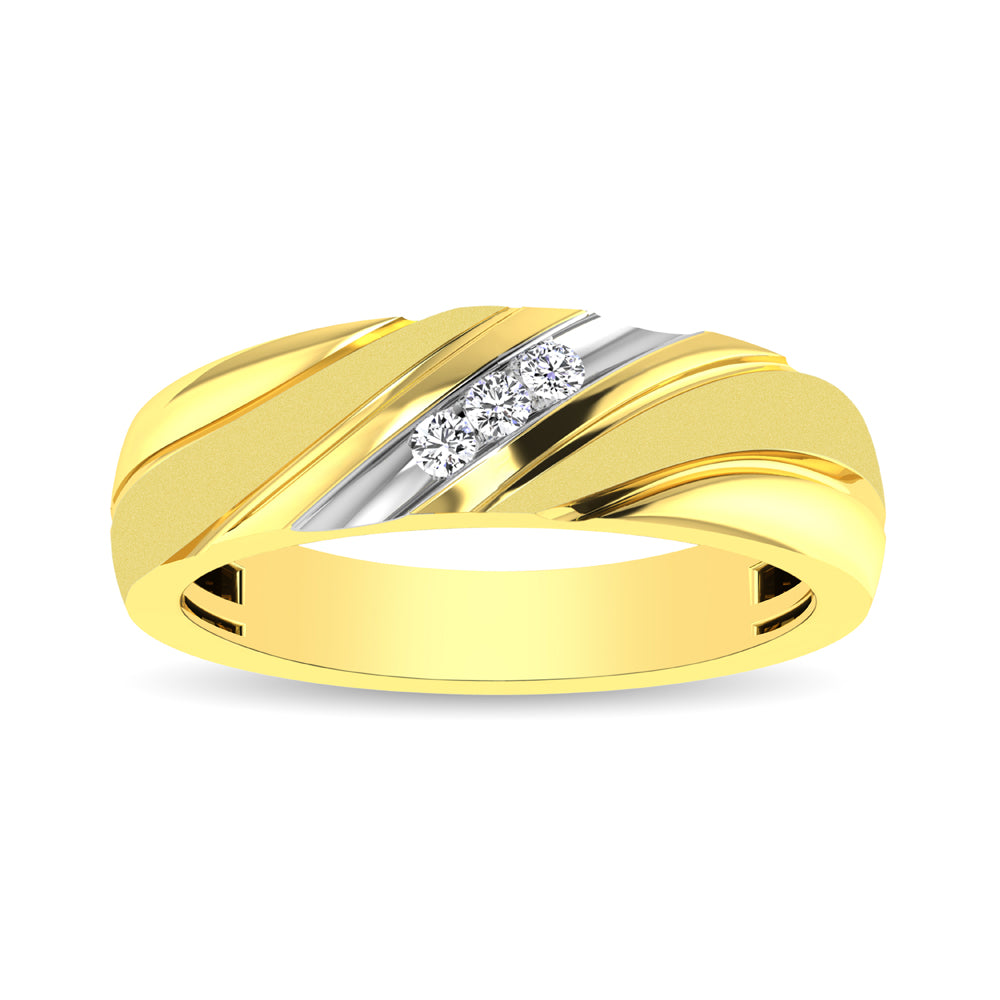 Men&Apos;S 1/10 Ctw. Diamond Slant Ring In 10K Yellow Gold