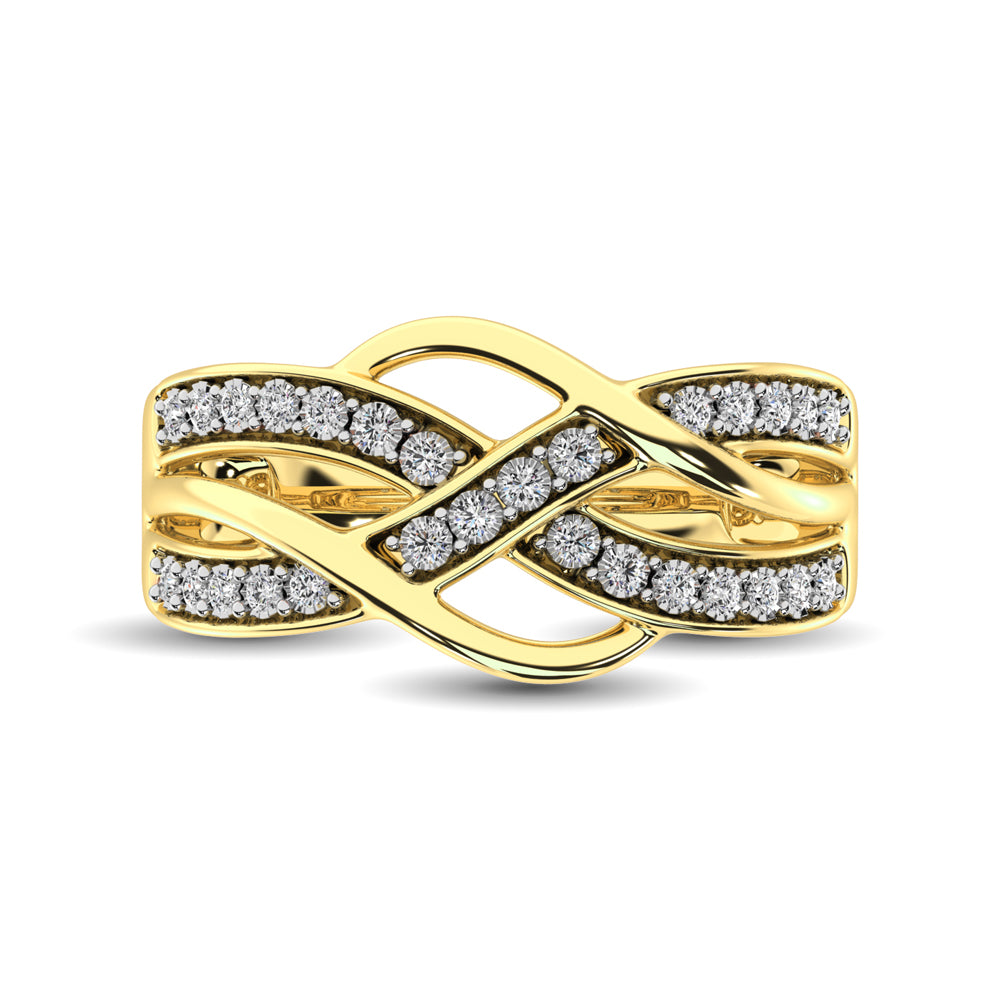 10K Yellow Gold 1/20 Ct.Tw. Diamond Criss Cross Ring