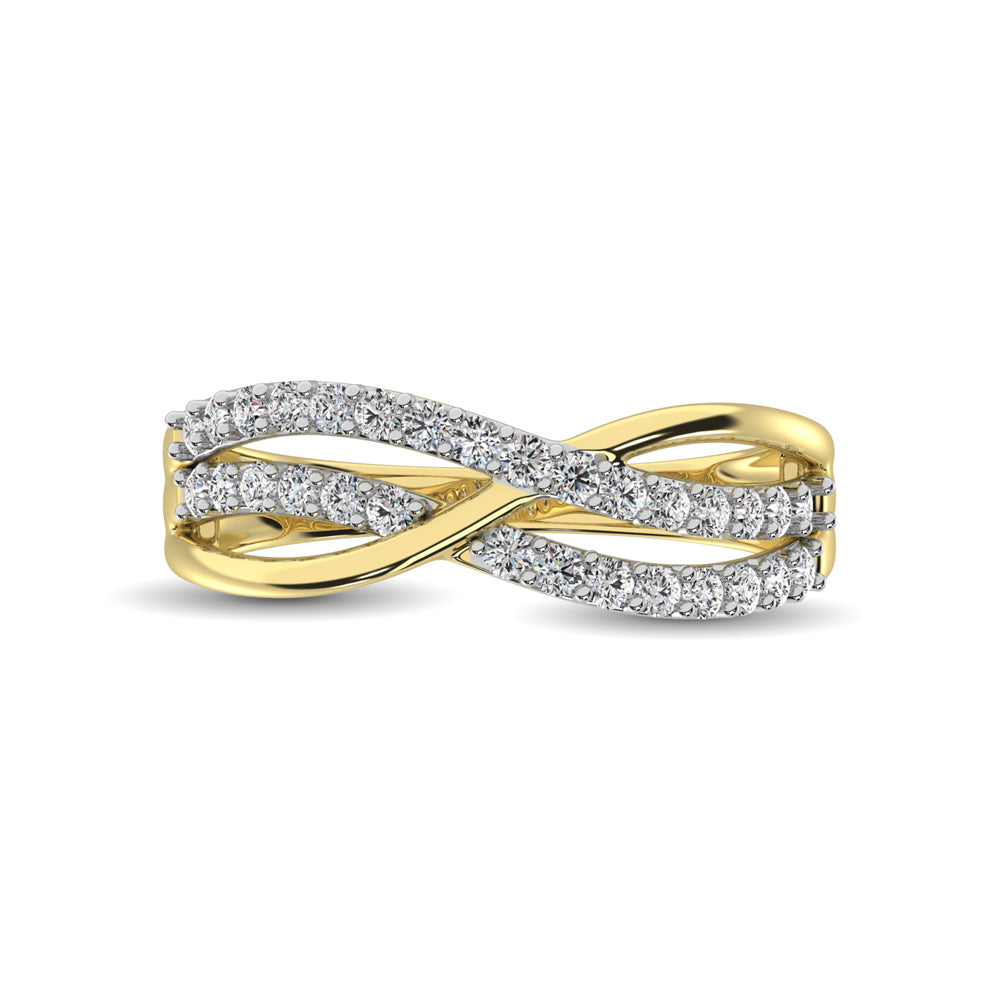 10K Yellow Gold 1/10 Ct.Tw. Diamond Criss Cross Ring