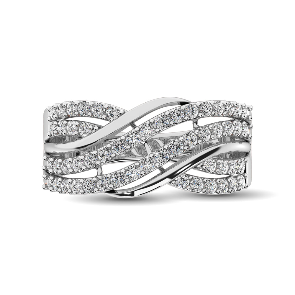 10K White Gold 1/6 Ct.Tw. Diamond Criss Cross Ring