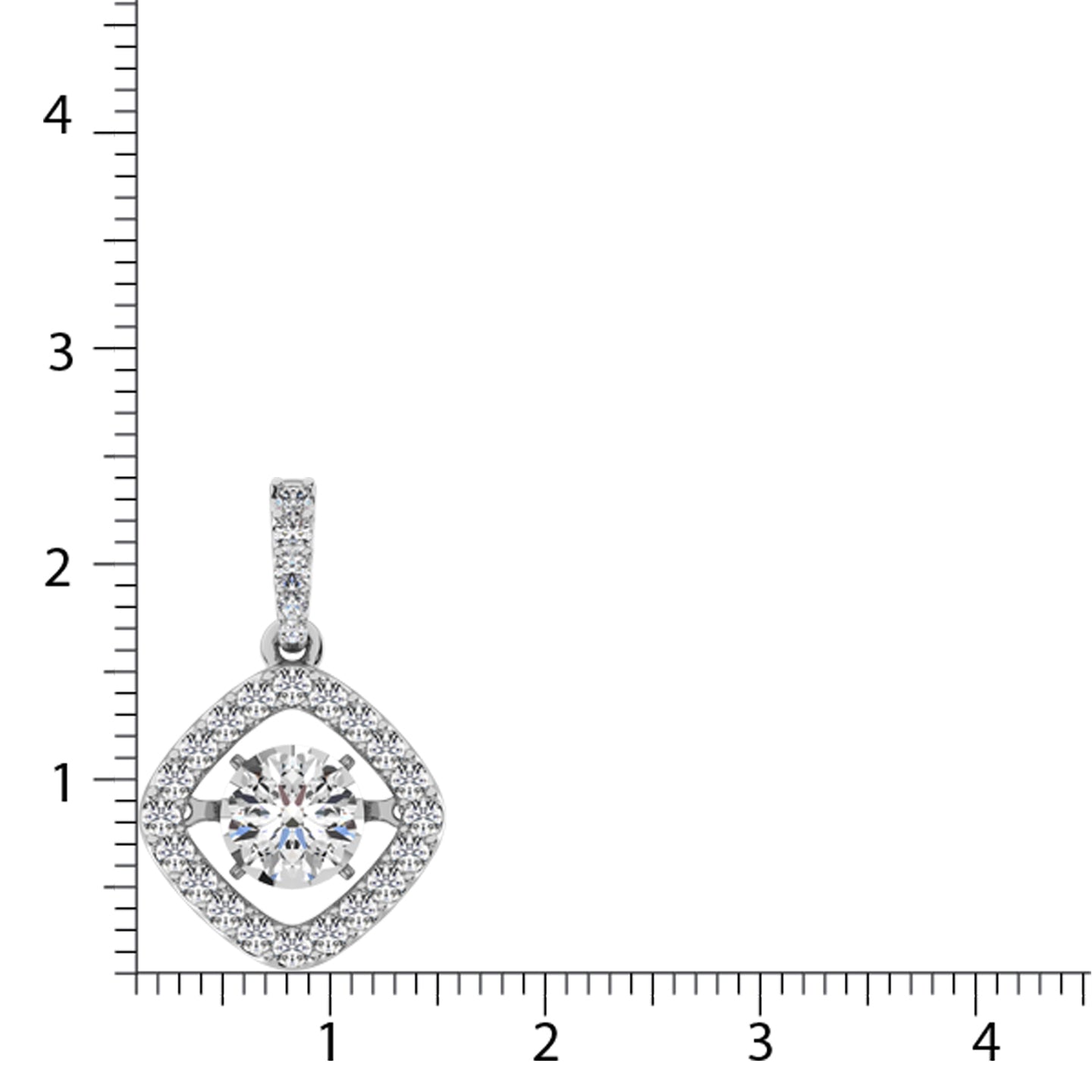 Diamond 2 Ct.Tw. Square Shape Shimmering Pendant in 14K White Gold