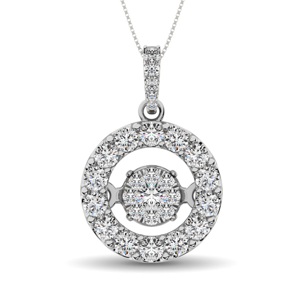 Moving Diamond 5/8 Ct Tw Pendant In 14K White Gold
