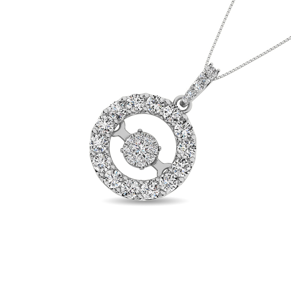 Moving Diamond 5/8 Ct Tw Pendant In 14K White Gold