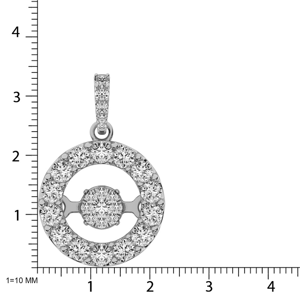 Moving Diamond 5/8 ct tw Pendant in 14K White Gold