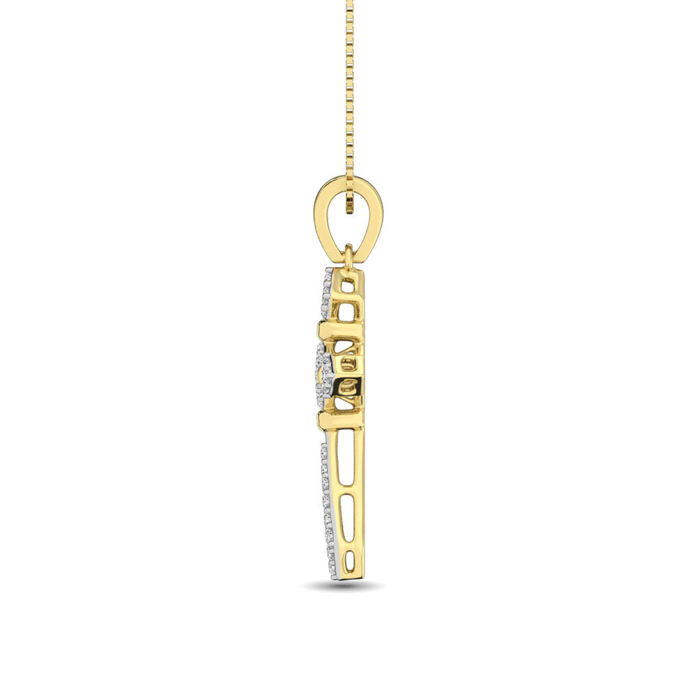 14K Yellow Gold 1/5 Ct.Tw. Diamond Cross Pendant
