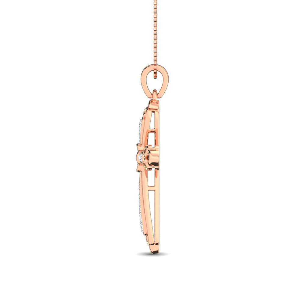 14K Rose Gold 1/6 Ct.Tw. Diamond Cross Pendant