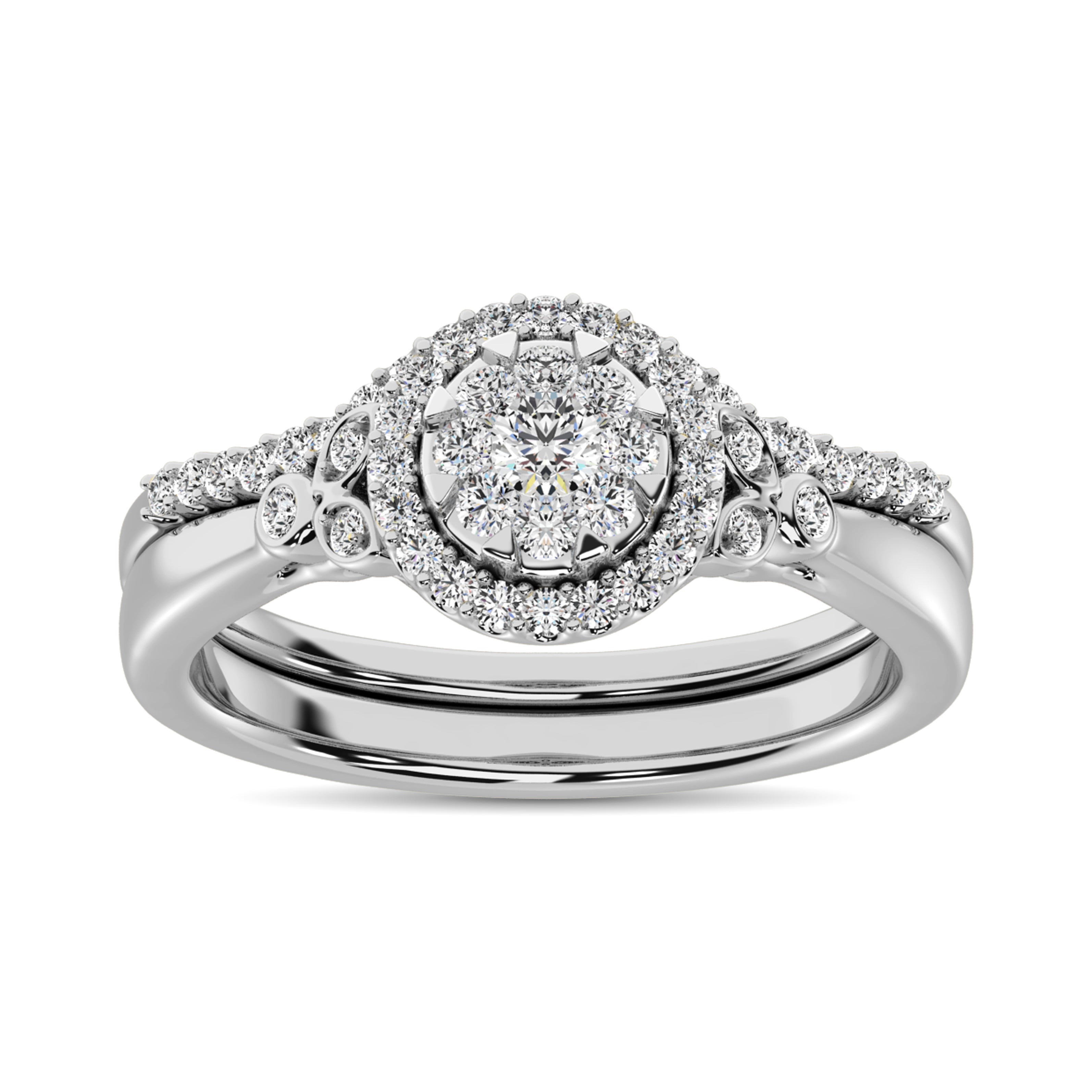 Diamond 1/2 Ct.Tw. Cluster Bridal Ring In 14K White Gold