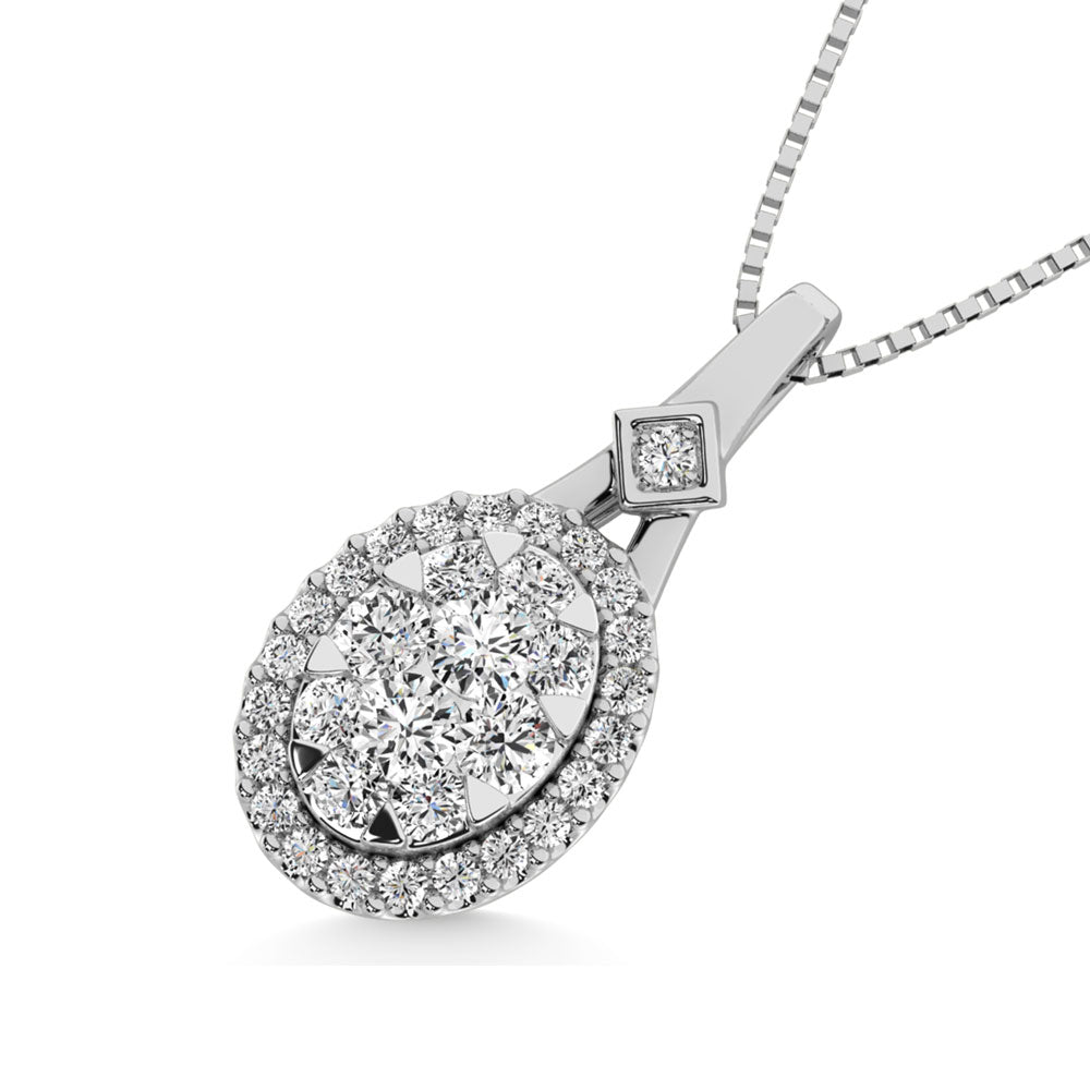 Diamond 3/8 Ct.Tw. Cluster Pendant In 10K White Gold