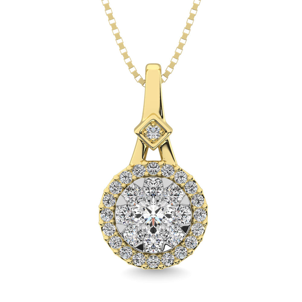 Diamond 3/8 Ct.Tw. Round Shape Cluster Pendant In 10K Yellow Gold