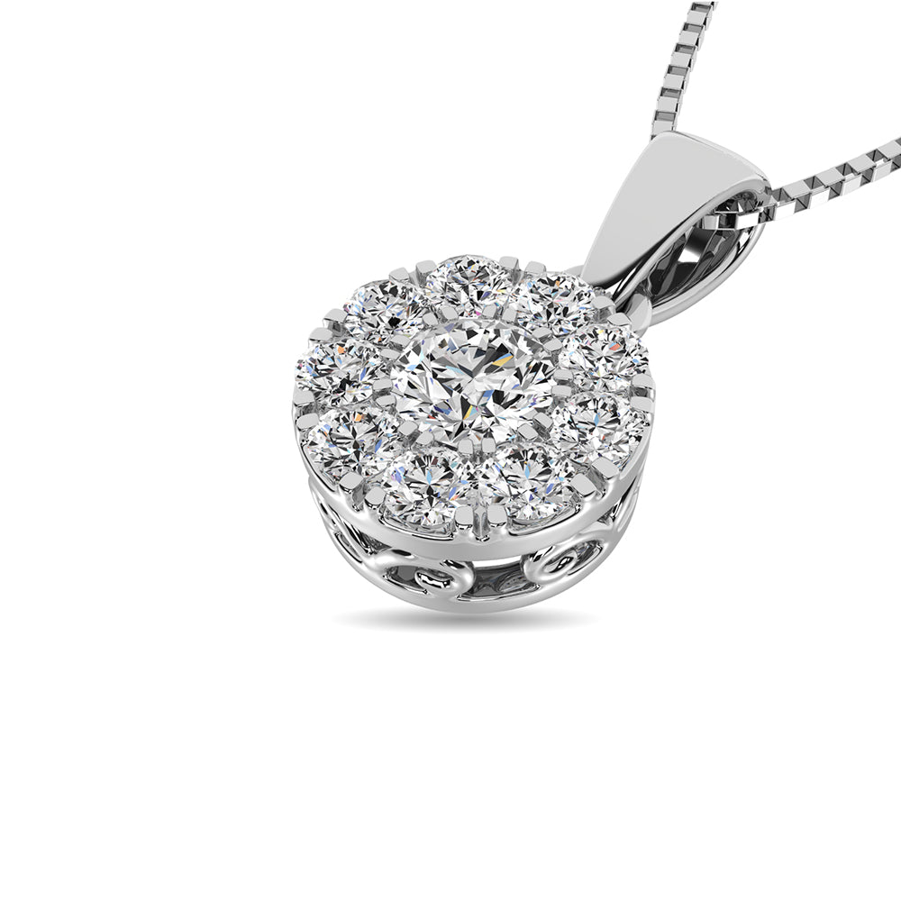 Diamond 1/4 Ct.Tw. Round Frame Pendant