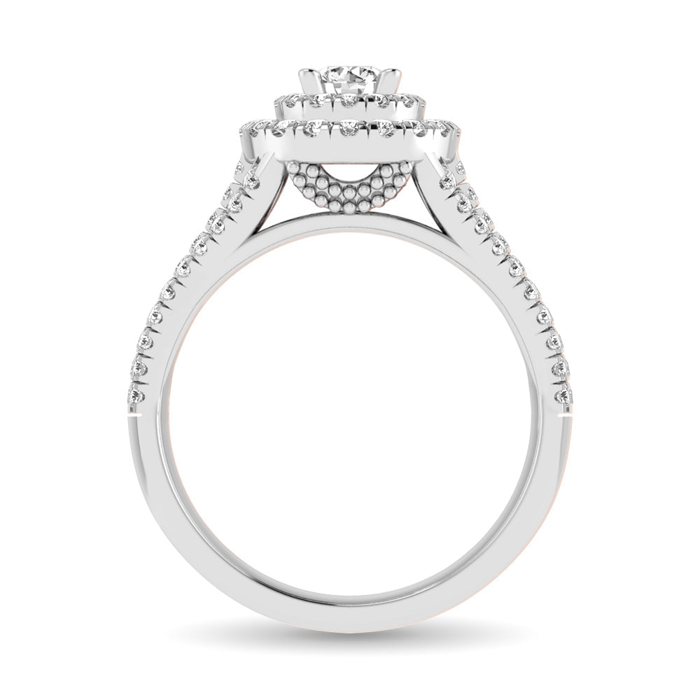 14K White Gold 1 Ct.Tw. Round Cut Diamond Engagement Ring