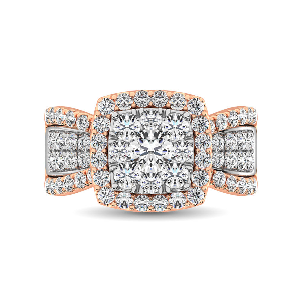 Diamond 2 Ct.Tw. Square Shape Engagement Ring In 14K Two Tone Gold