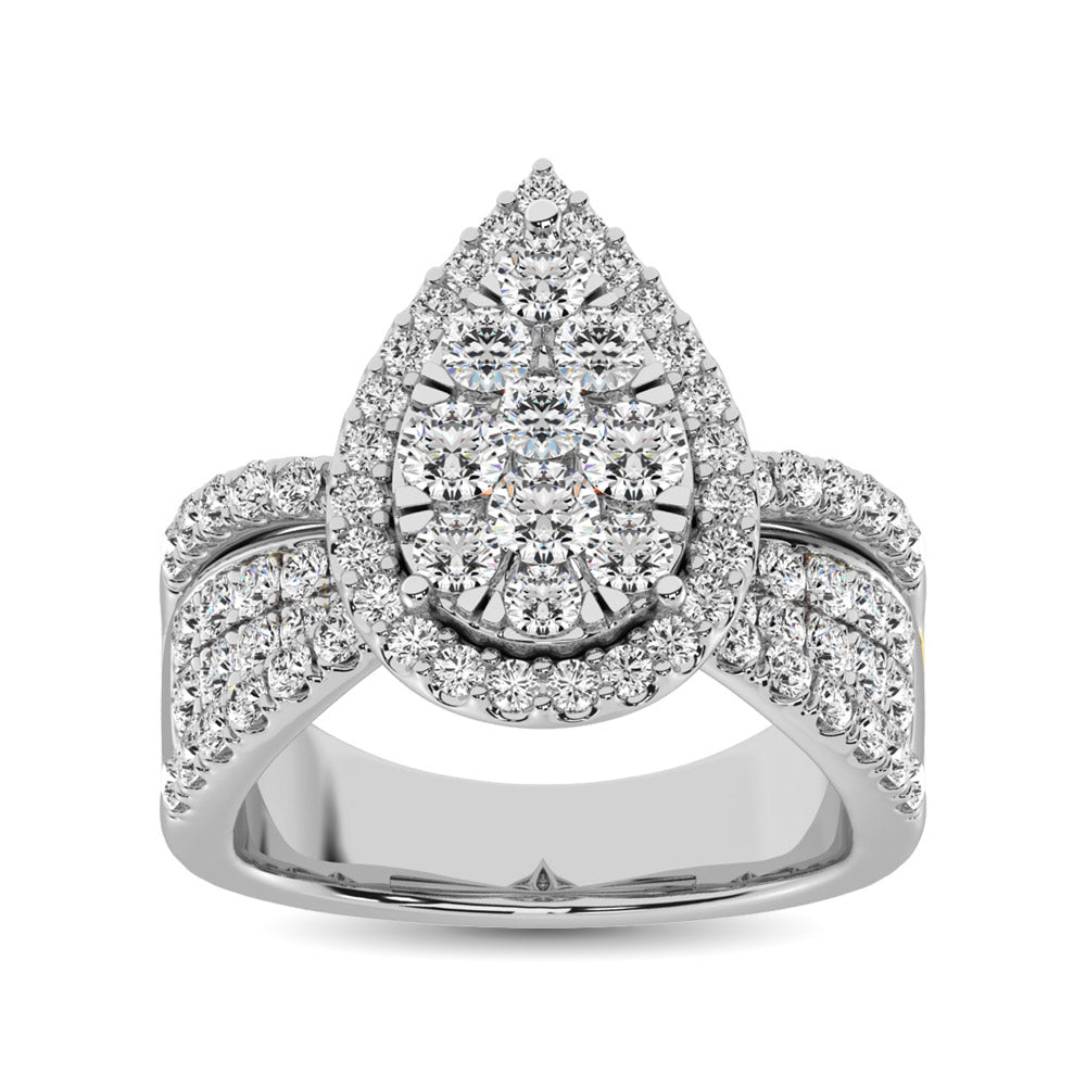 Diamond 2 Ct.Tw. Pear Shape Engagement Ring In 14K White Gold