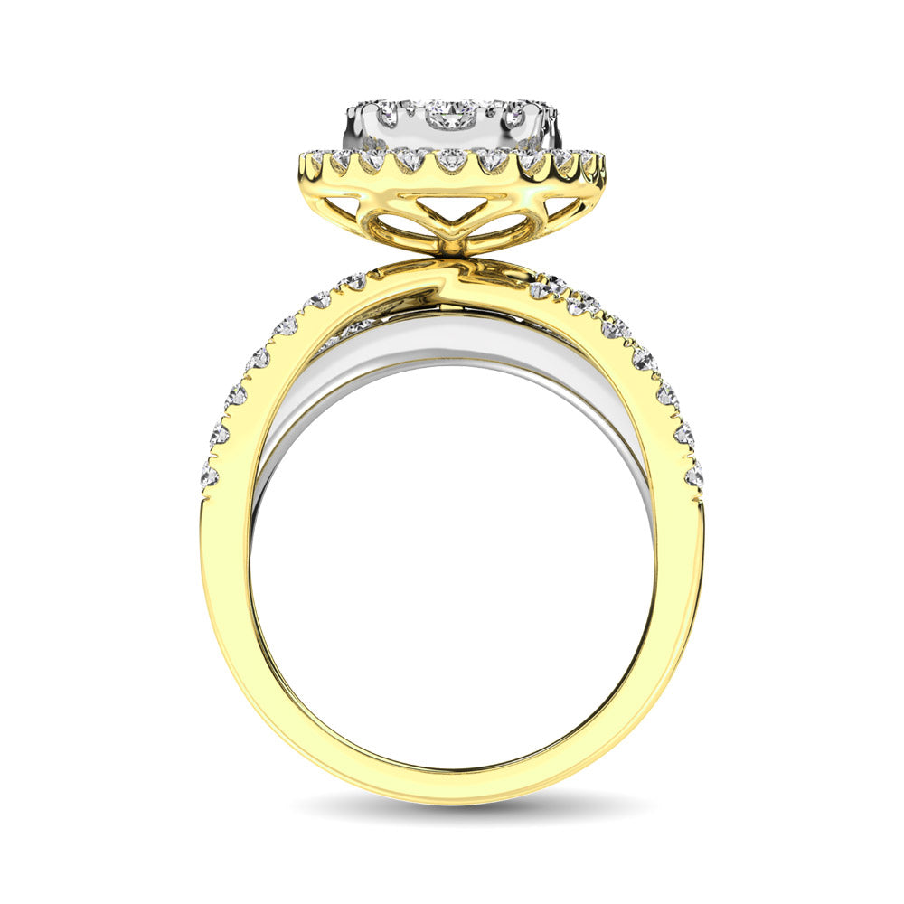 Diamond 2 Ct.Tw. Round Shape Engagement Ring In 14K Two Tone Gold