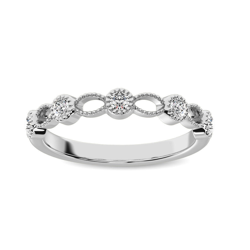 14K White Gold 1/6 Ctw Diamond Band