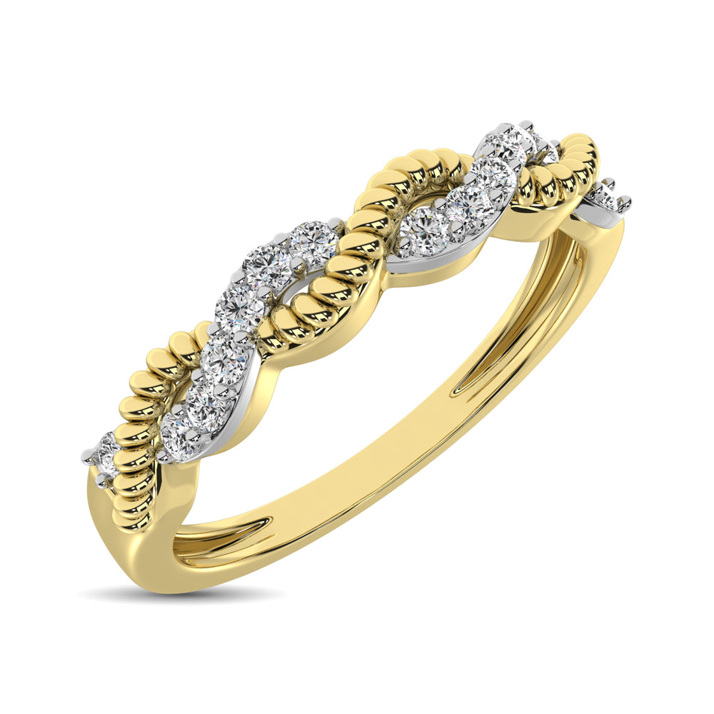 Diamond 1/10 Ctw  Twist Band In 14K Yellow Gold