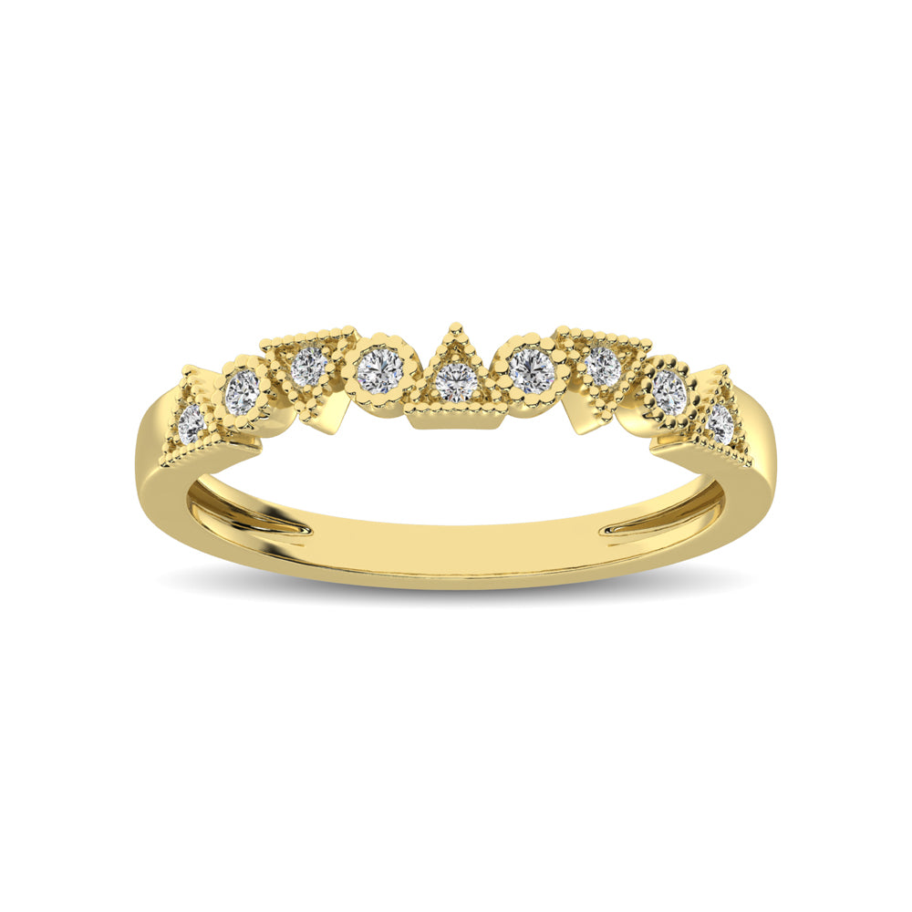 Trigale And Round Shape Diamond 1/10 Ctw Band Ring In 14K Yellow Gold