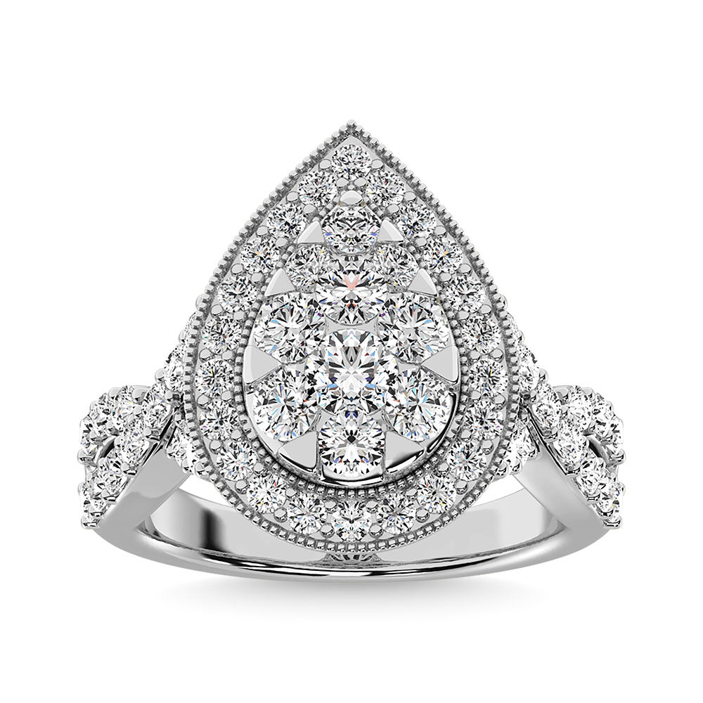 Diamond 2 Ct.Tw. Pear Shape Engagement Ring In 14K White Gold