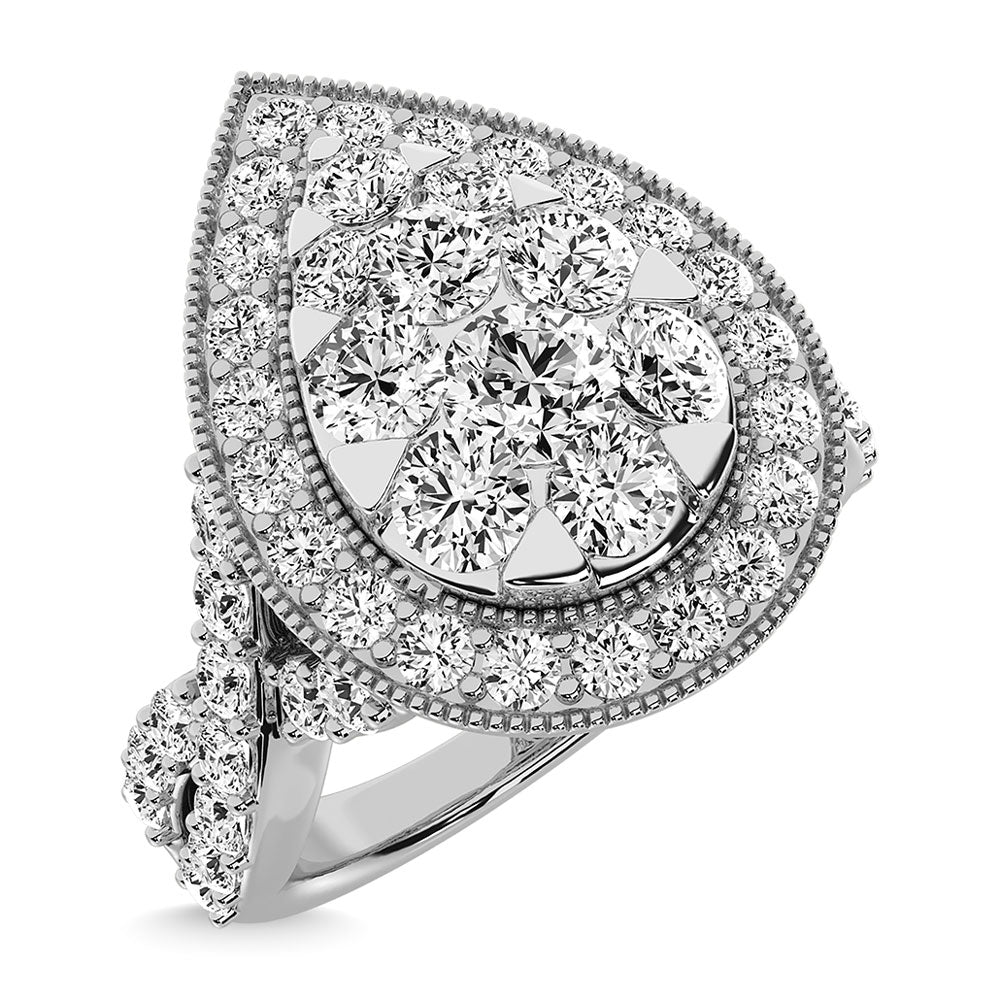 Diamond 2 Ct.Tw. Pear Shape Engagement Ring In 14K White Gold