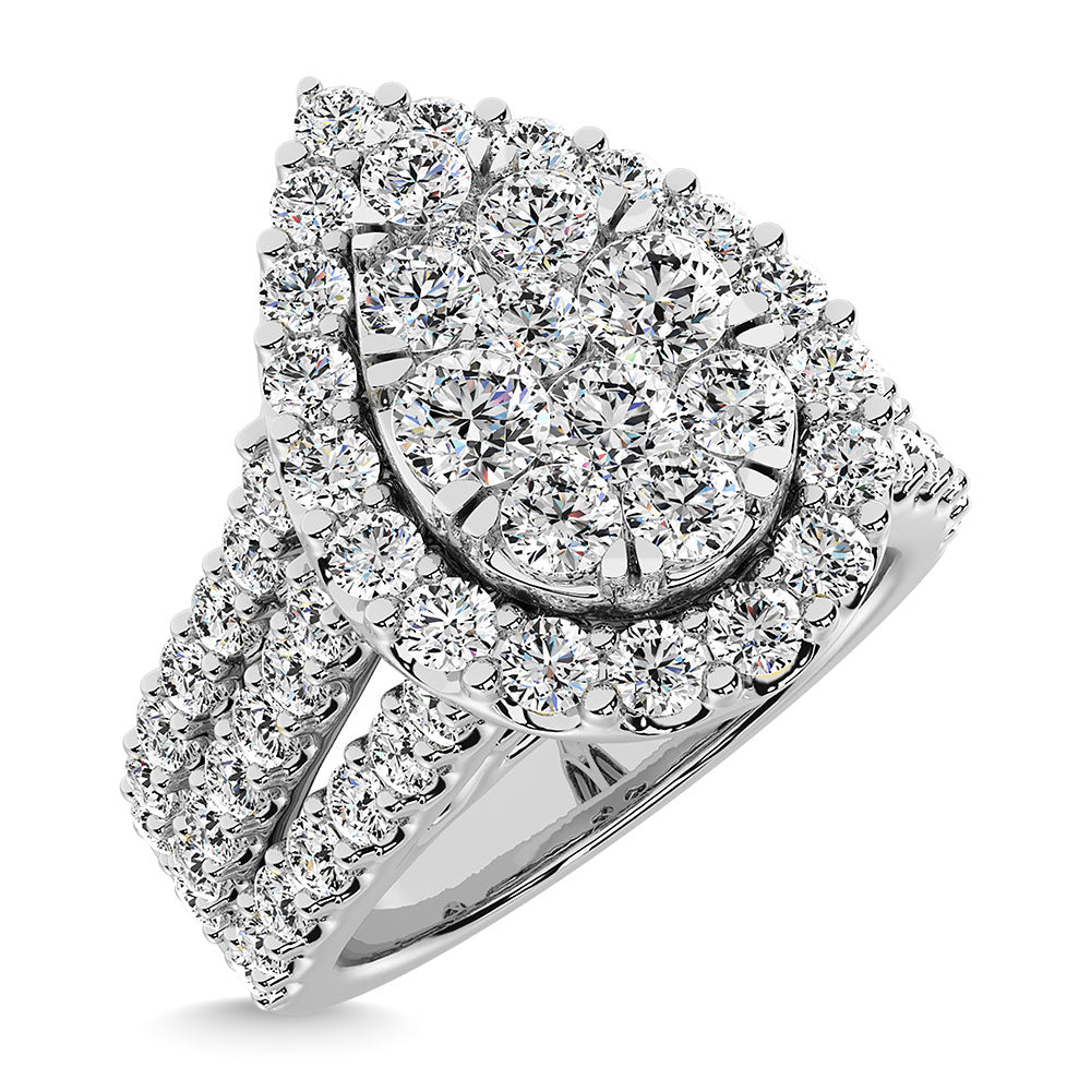 Diamond 2 Ct.Tw.. Pear Shape Engagement Ring In 14K White Gold