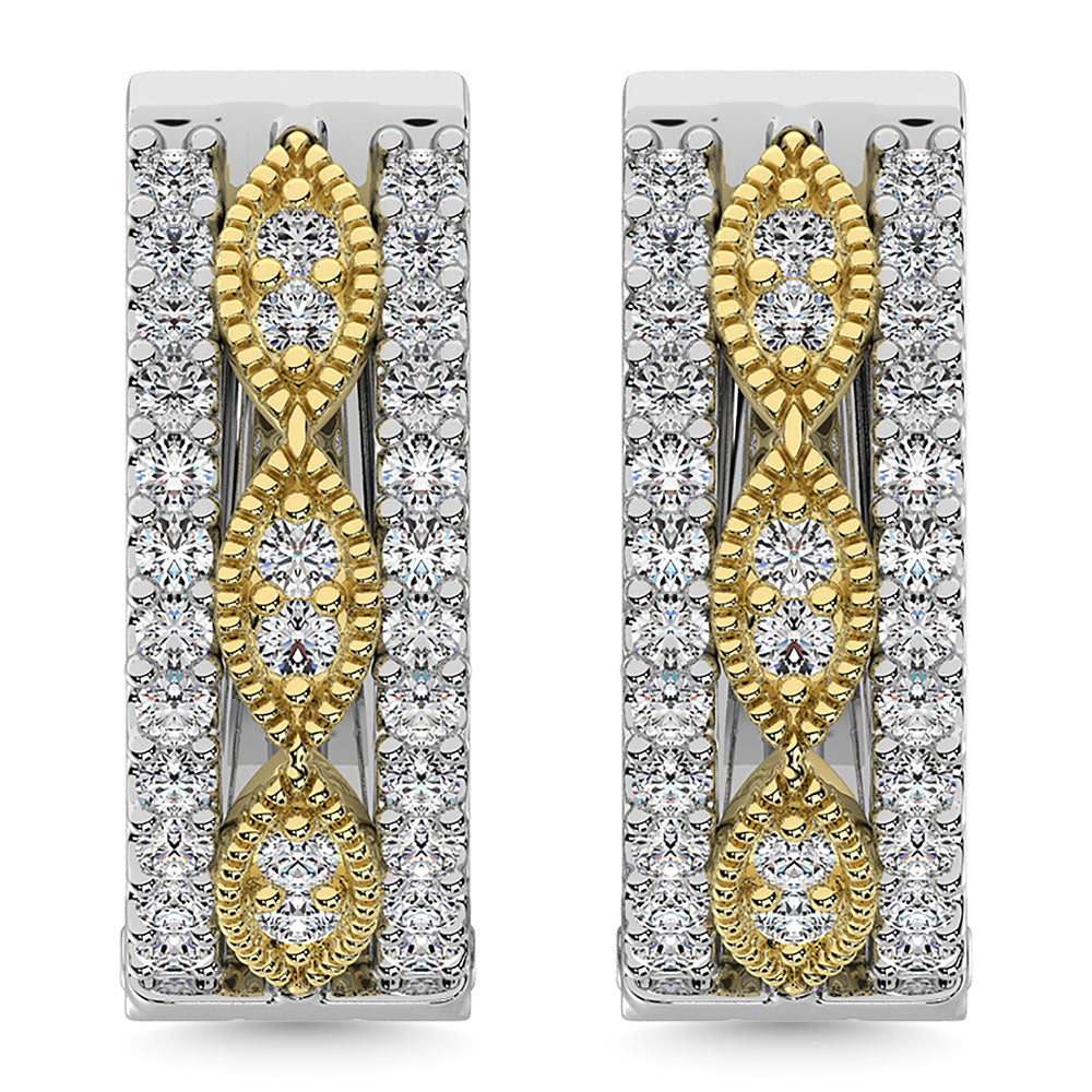 Diamond 3/8 Ct.Tw. Hoop Earrings In 14K Two Tone Gold