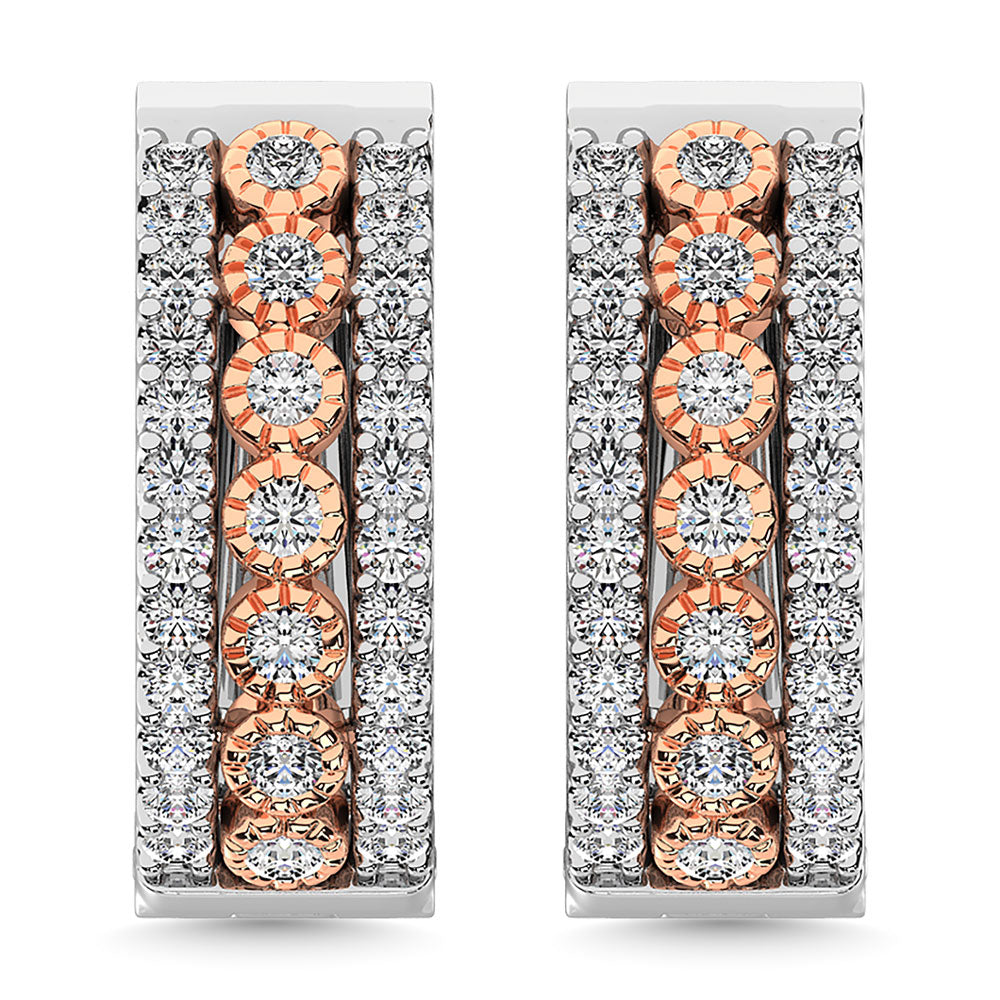 Diamond 3/8 Ct.Tw. Hoop Earrings In 14K Two Tone Gold