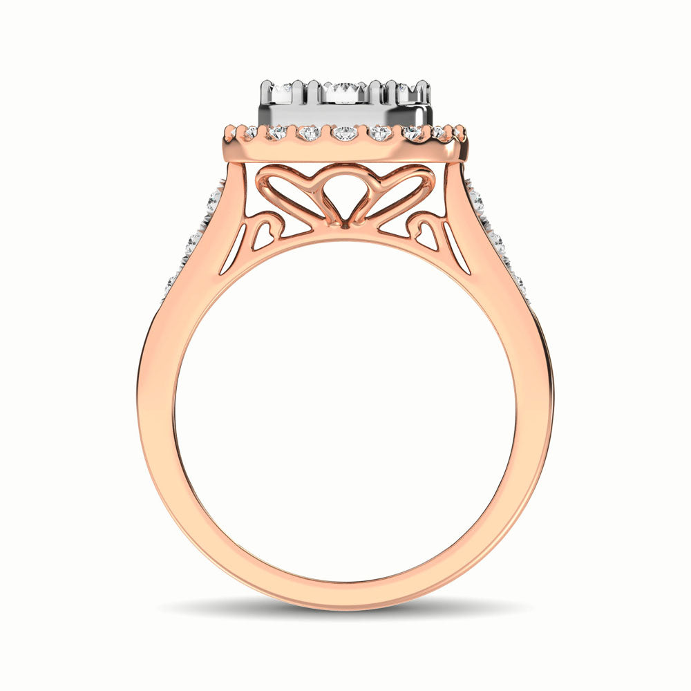 10K Two Tone 1/2 Ct.Tw. Diamond Cluster Ring