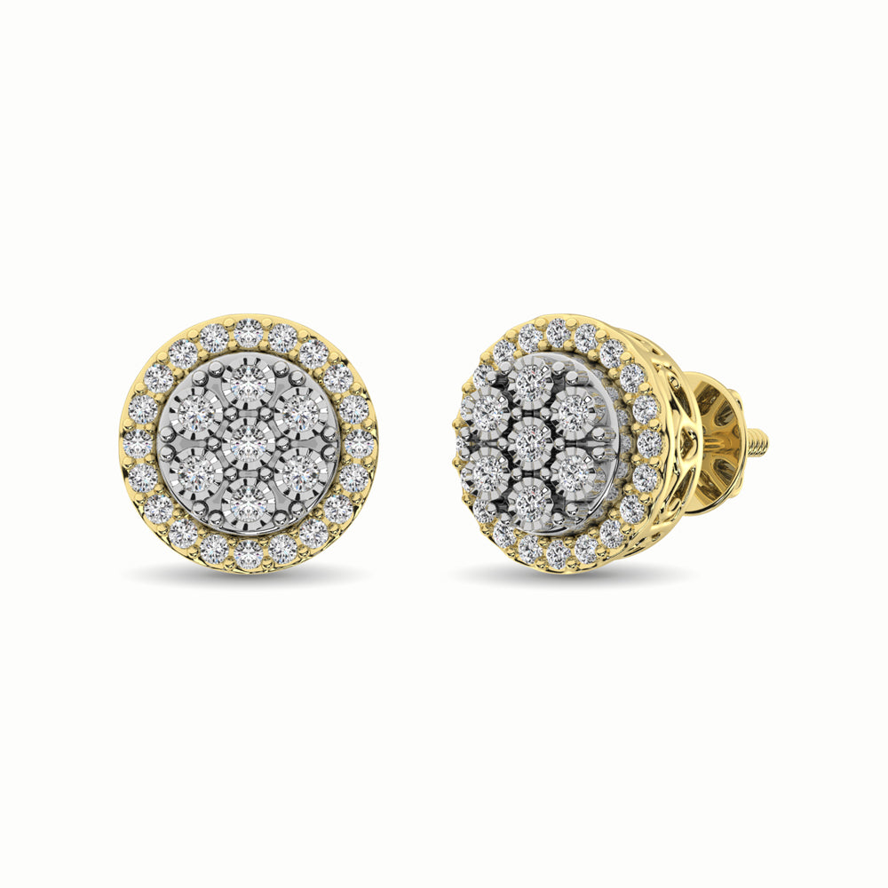 10K Two Tone 1/2 Ct.Tw. Diamond Stud Earrings