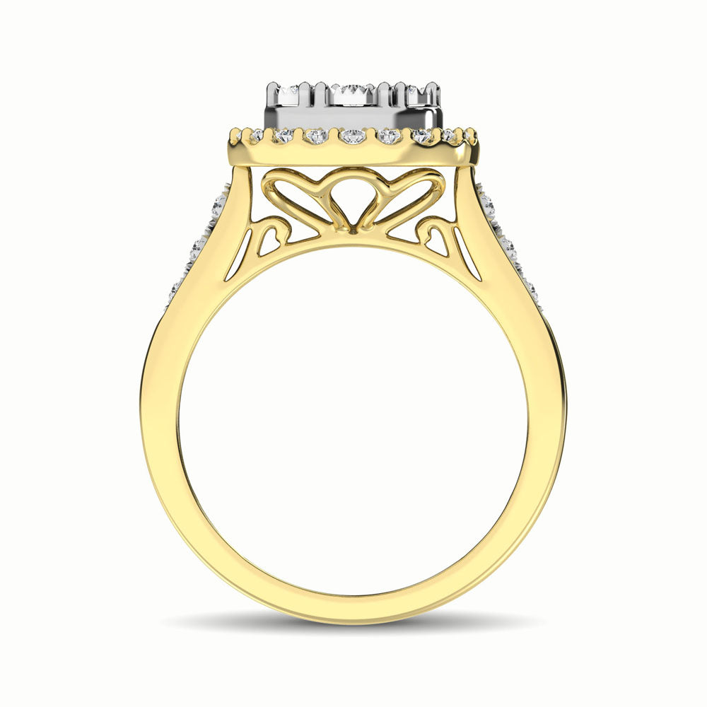 10K Two Tone 1/2 Ct.Tw. Diamond Cluster Ring