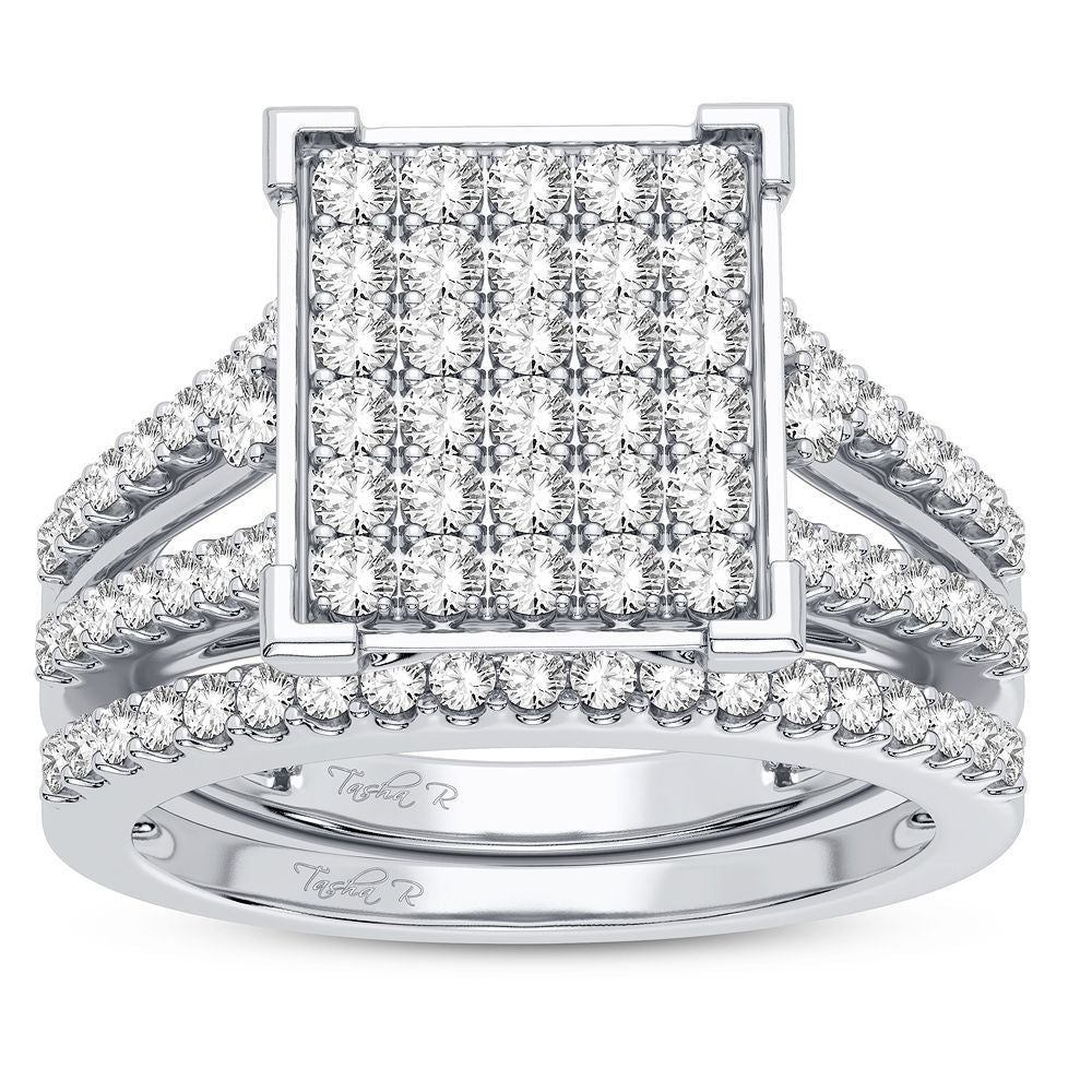 10K White Gold Elegant 1.00Ct Diamond Bridal Ring