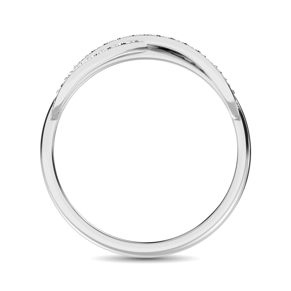 10K White Gold 1/4 Ct.Tw. Diamond Cross Over Ring