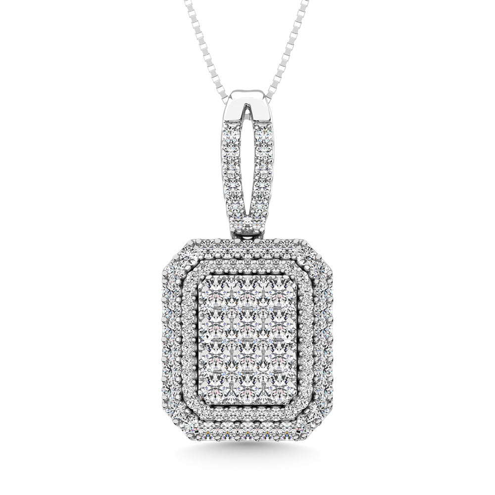 Diamond 1 3/4 Ct.Tw. Cluster Pendant In 14K White Gold