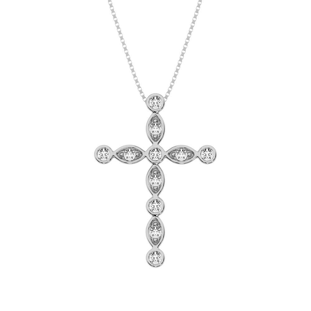 10K White Gold 1/6 Ct.Tw. Diamond Cross Pendant