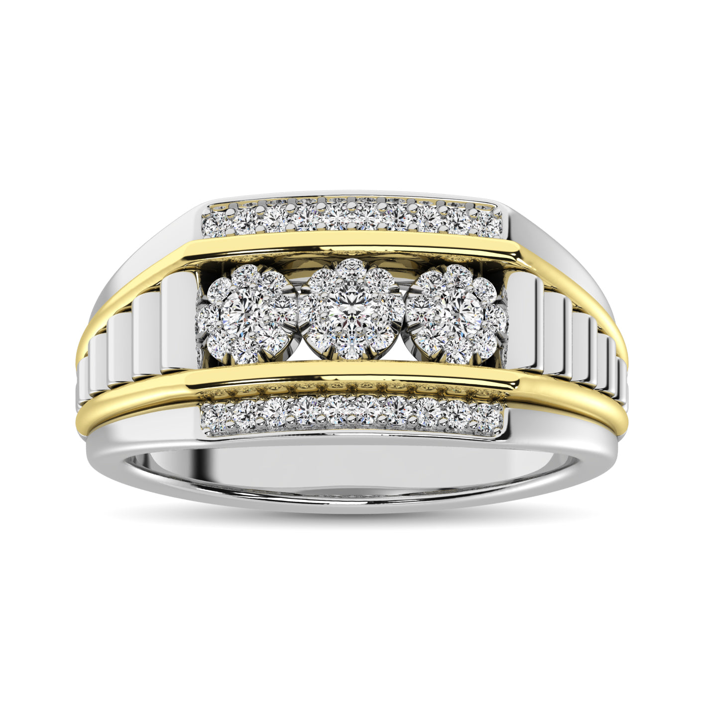 Diamond 1/4 Ct.Tw. Mens Fashion Ring In 10K Two Tone Gold