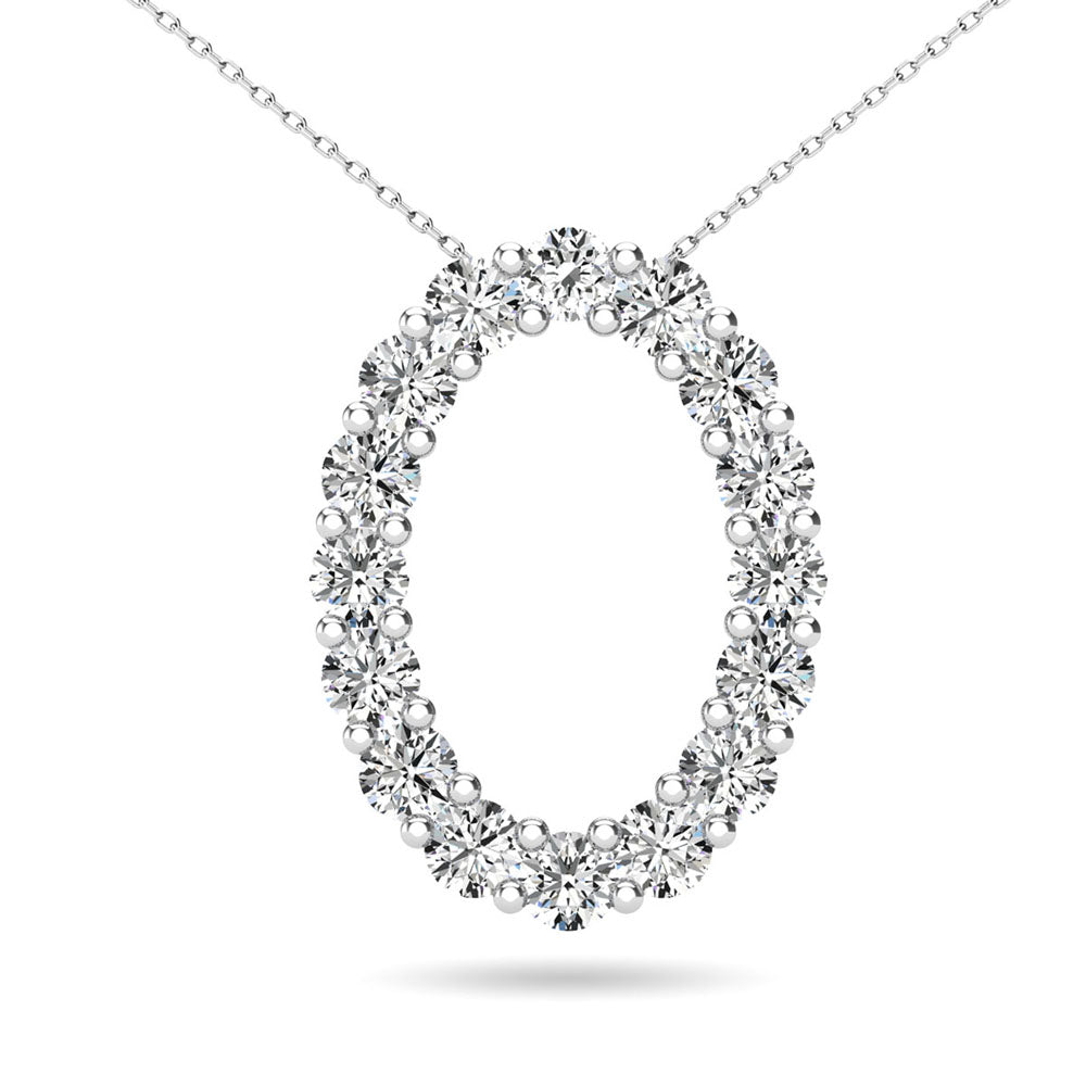 Diamond 3/8 Ct.Tw. Oval Shape Pendant In 14K White Gold