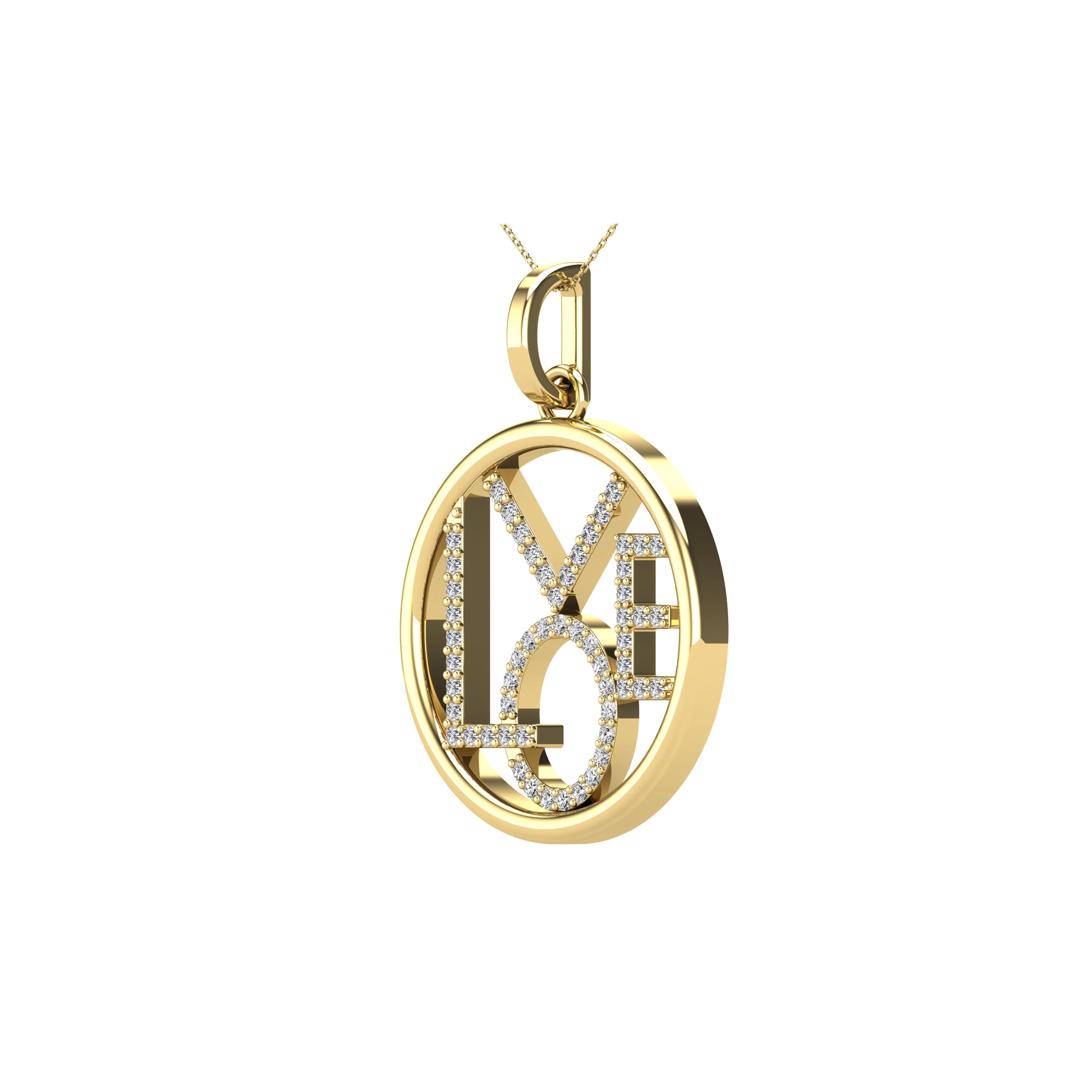 10K Yellow Gold 1/10 Ct.Tw. Diamond Accent Love Pendant