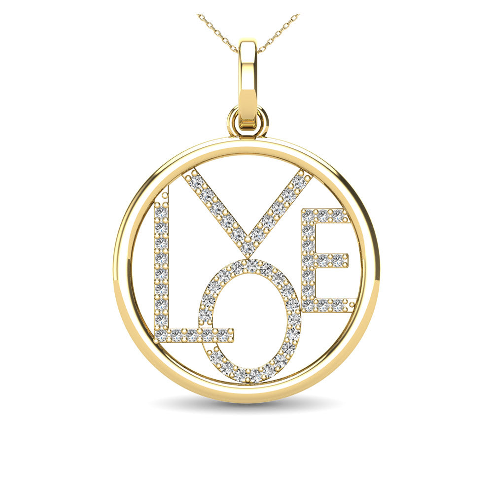 10K Yellow Gold 1/10 Ct.Tw. Diamond Accent Love Pendant