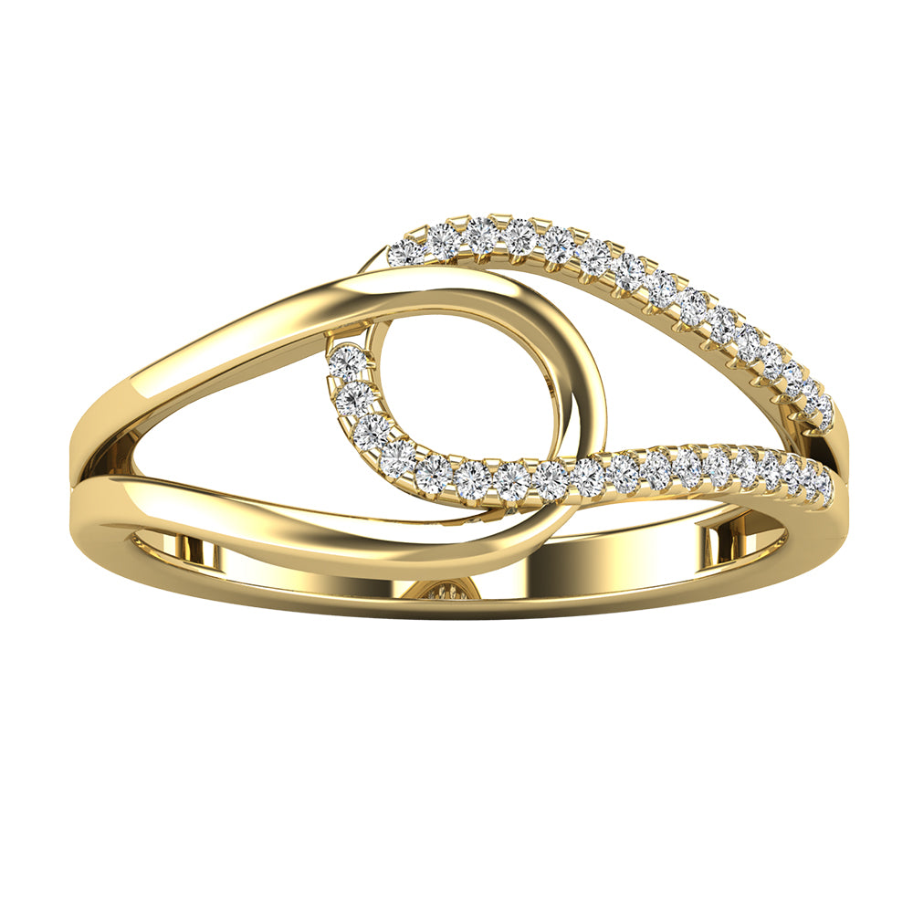 Diamond 1/10 Ctw Abstract Loop Ring in 10K Yellow Gold
