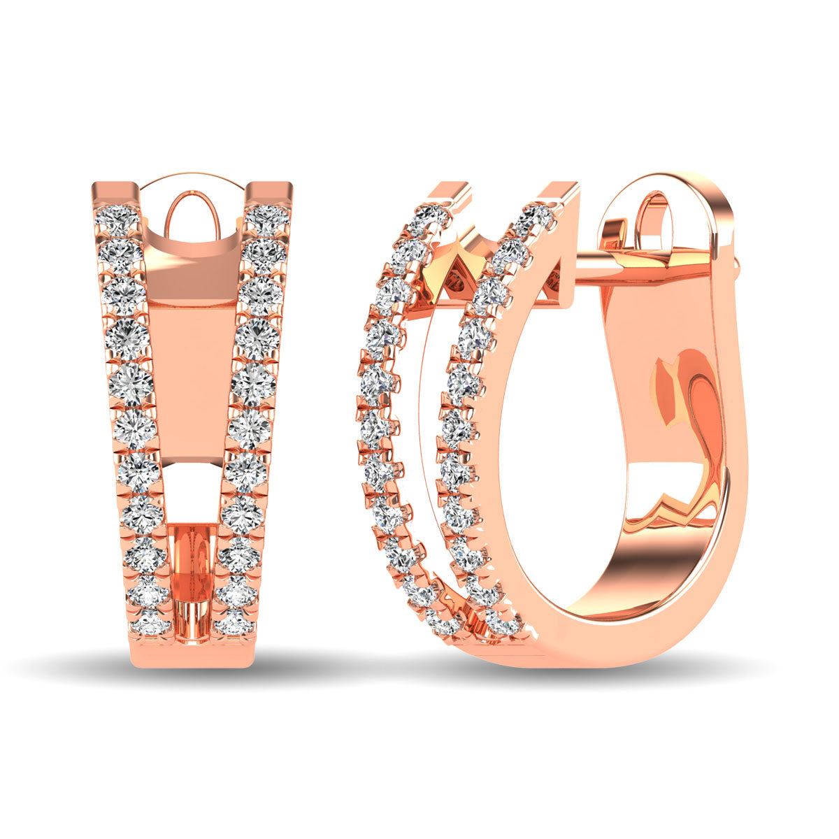 14K Rose Gold 1/4 Ct.Tw. Diamond Huggies Earrings