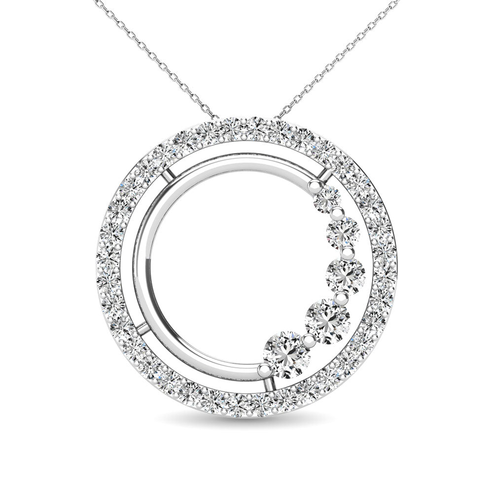 Diamond 3/8 Ct.Tw. Circle Pendant In 14K White Gold