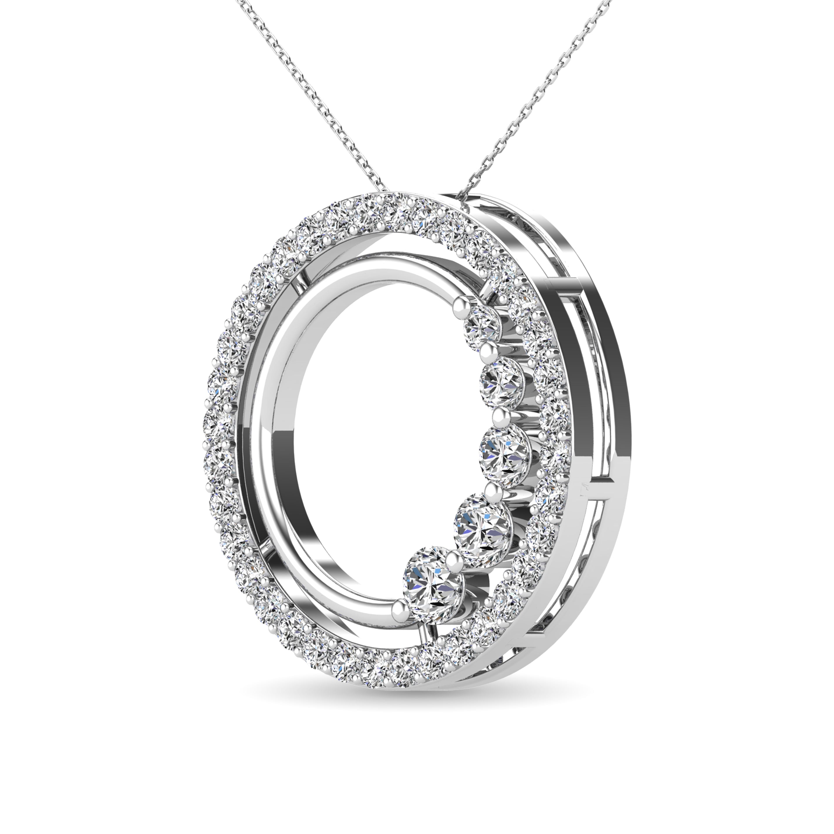 Diamond 3/8 Ct.Tw. Circle Pendant In 14K White Gold