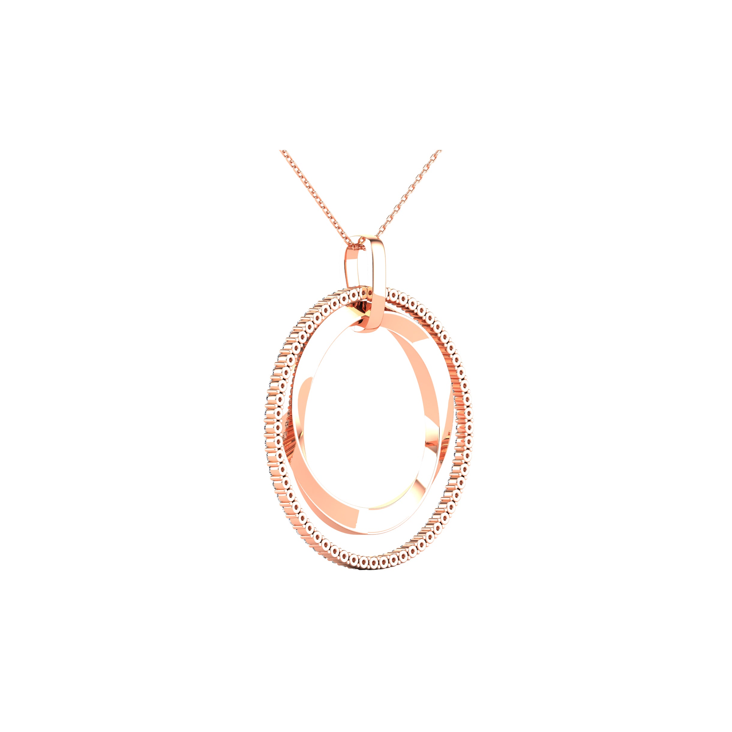 14K Rose Gold 1/2 Ct.Tw. Diamond Double Frame Pendant