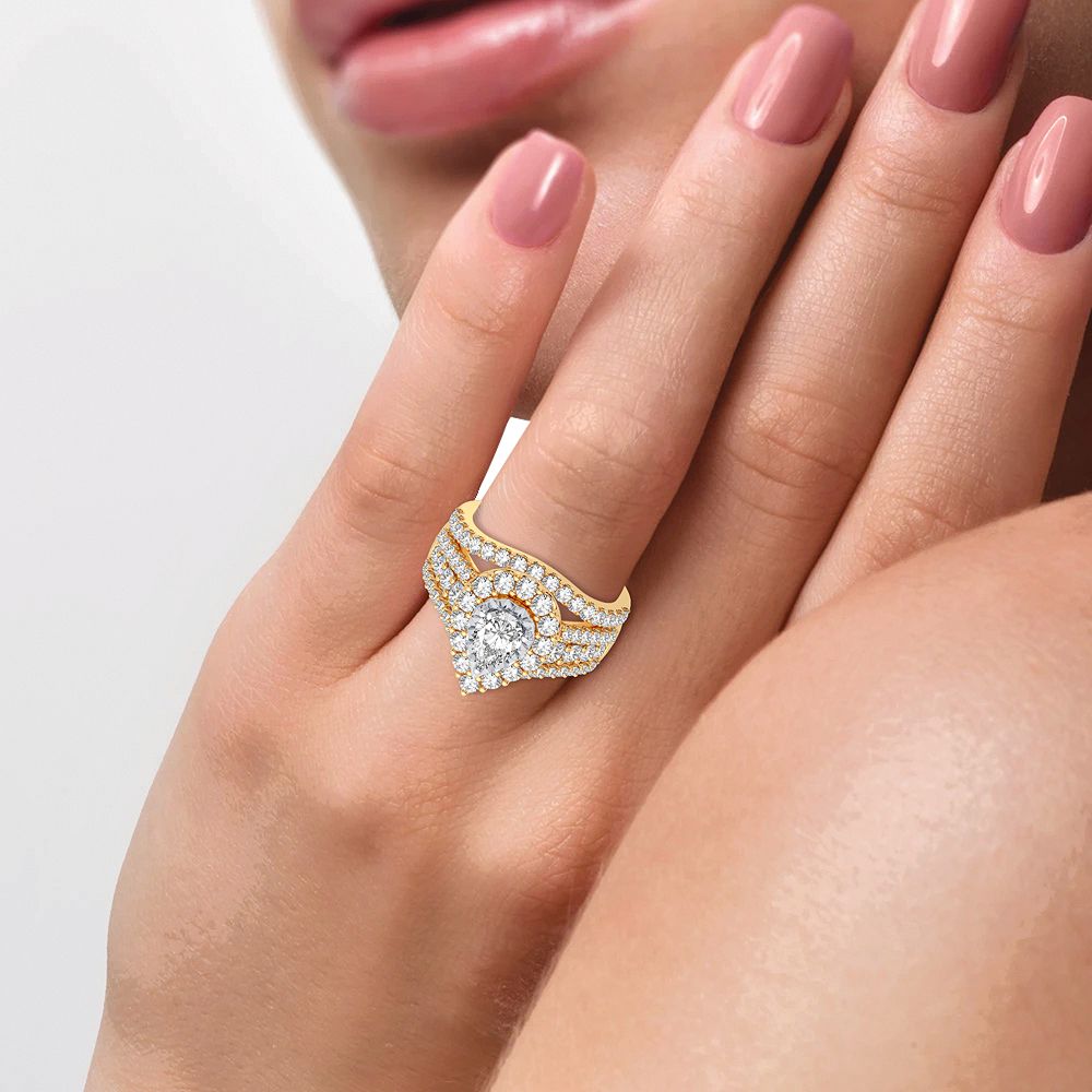 14K Yellow Gold Dazzling 2.00Ct Diamond Bridal Ring