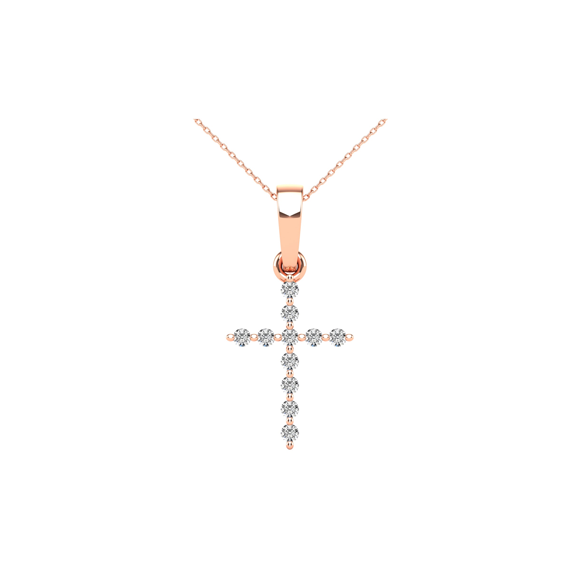 10K Rose Gold 1/20 Ct.Tw. Diamond Accent Cross Pendant
