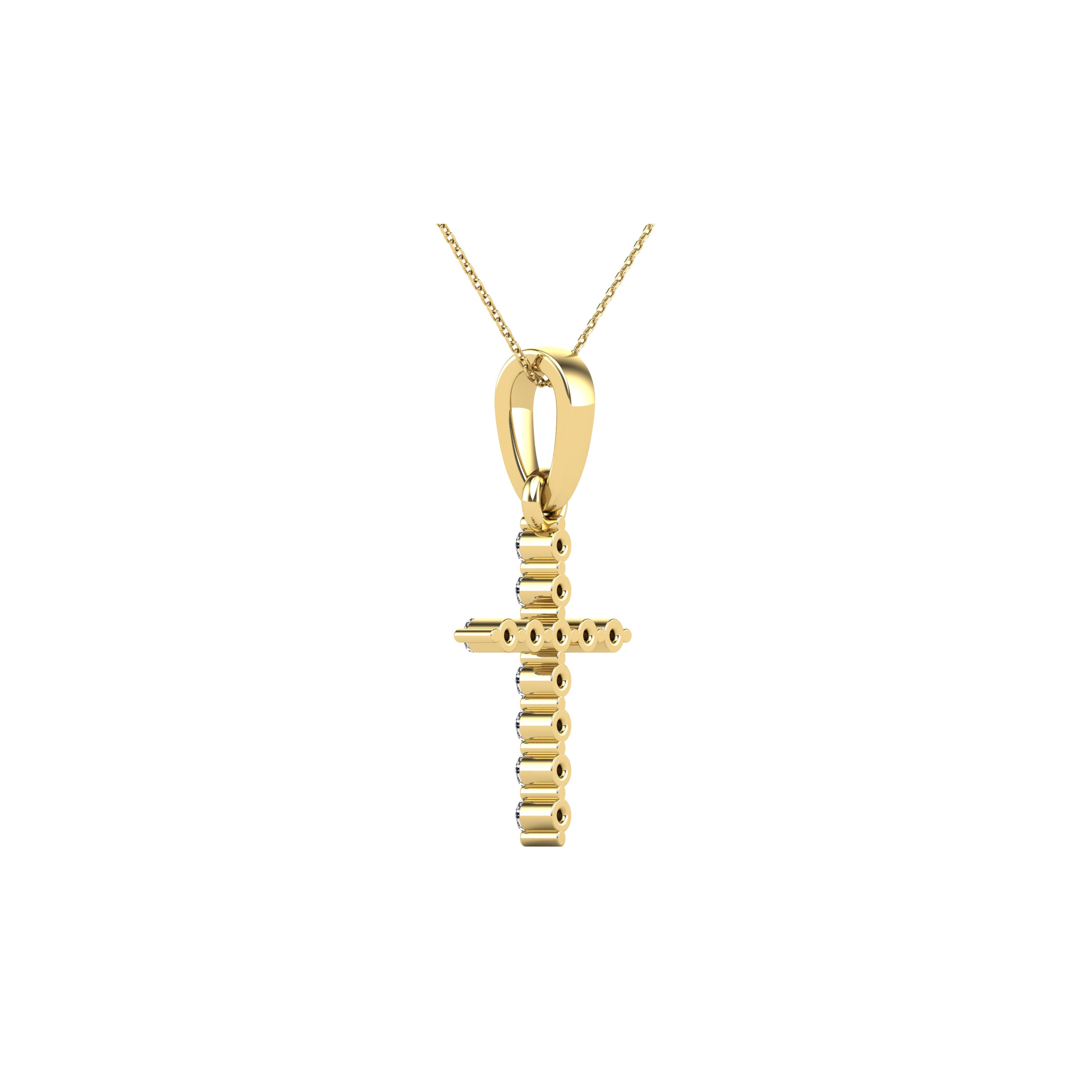 10K Yellow Gold 1/20 Ct.Tw. Diamond Accent Cross Pendant