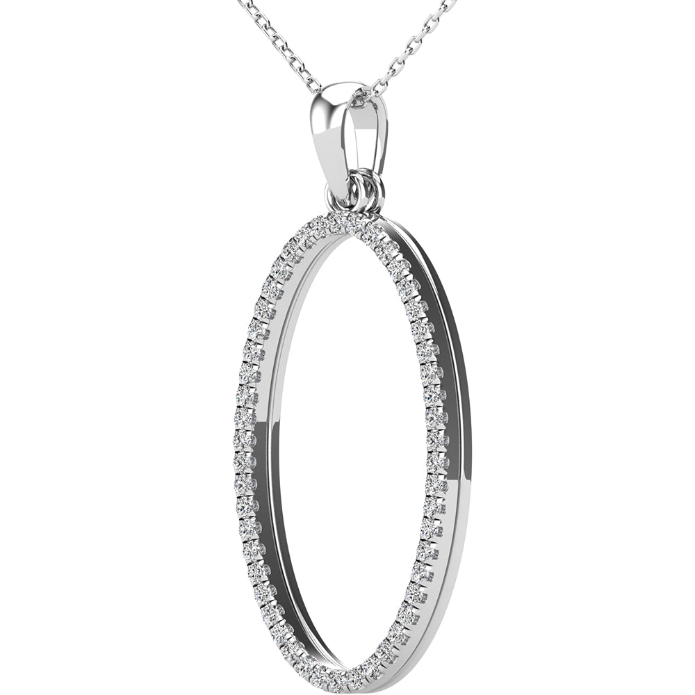 Diamond 1/5 Ct.Tw Oval Shape Pendant In 10K White Gold